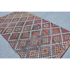 Ethnic Vintage Turkish Rug 5.1 X 9.7ft Classic Brown Patchwork Design Wool Material Latex Large Area Rectangle Hallway for Rooms - Product Image 4