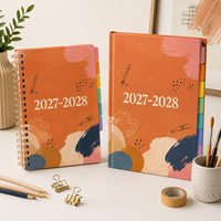 LABON Agenda Scolaire Personnalisé 2027 2028 A5 B5 Spirale Couverture Rigide Onglets Colorés Autocollants Organisateur Mensuel et Hebdomadaire OEM ODM