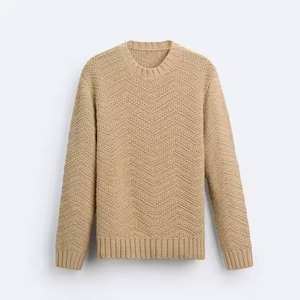 Pulls pour hommes sur mesure, automne-hiver, décontractés, tricotés, avec logo décoratif sur le devant, vente en gros, élégants, chauds, respirants, de haute qualité - Product Image 1