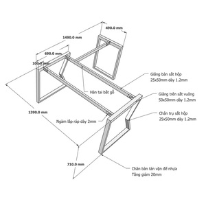ขาโต๊ะรูปตัวแอล MConcept Assembly System ขนาด 140x150 ซม. ดีไซน์มินิมอล สำหรับใช้ในห้องรับประทานอาหาร ห้องครัว โรงพยาบาล เก้าอี้โซฟา รุ่น HCMC011 - Product Image 2