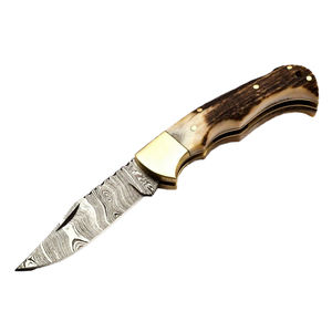 Couteau artisanal OEM à lame fixe à pointe tombante en acier Damas de qualité industrielle, personnalisable, pour la cuisine et le camping - Product Image 6