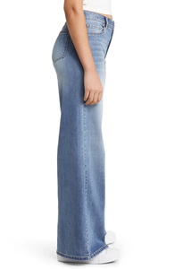 Wholesale <b>Women</b> Mid <b>Waist</b> <b>Elastic</b> Stretch Straight <b>Jeans</b> Blue Denim Breathable Loose Fit 100% Cotton Vintage Style Flat <b>Jeans</b> - Product Image 5