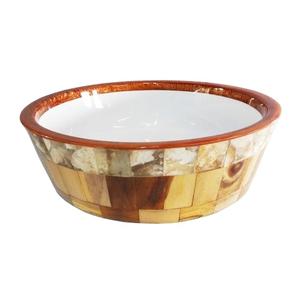Resin Finishing <b>Popcorn</b> <b>Bowl</b> Home Hotel Restaurant Supplies Dinnerware Table Serving Food Container Rounded Wooden <b>Bowl</b> - Product Image 6