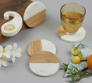 Sous-verres en marbre et en bois pour la maison Cuisine Bar Fête Fournisseur en gros Artisanat Sous-verre en marbre et en bois - Product Image 1