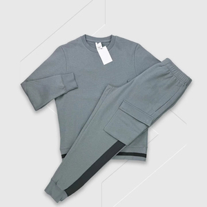 High Quality Custom Contrast Stitch Design Zipper Anti-static Woolen Fleece Cotton Business <b>Suits</b> Hoodie Sweatpants Plus Size - Product Image 1