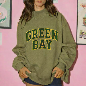 Women's Winter Autumn <b>Long</b> Sleeve Mock Neck Pullover <b>Sweatshirt</b> with Front Logo Sport Design - Product Image 2