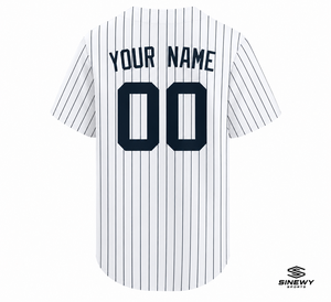 SINEWY SPORTS Maillot de baseball imprimé sublimé personnalisé à rayures pour homme, manches courtes, boutons sur le devant, respirant, 100% polyester - Product Image 3