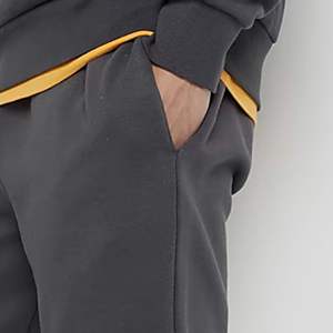 Pantalones cortos con logotipo bordado personalizado, 42% algodón, 58% poliéster, bolsillos laterales, elásticos, cintura de acero, gris, ajuste Regular, Jersey - Product Image 5