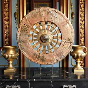 Handmade Rustic Wheel Sculpture in Brass Wood Aluminium for <b>Wall</b> Decor <b>Dining</b> Room Office Living Room Artistic Home Decoration - Product Image 2