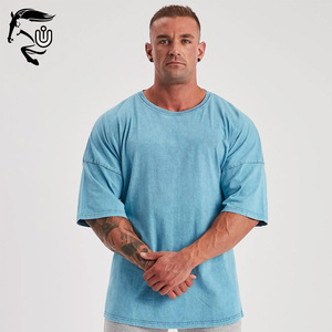 Camiseta informal vintage lavada con ácido para hombre, 100% algodón, ropa de calle de talla grande, hombro caído, 100% algodón, tejido de peso pesado en blanco - Product Image 5