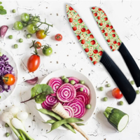 Couteau de chef en céramique super tranchant et durable, ensemble de 2 pièces, ambidextre, manche en plastique forgé, passe au lave-vaisselle, épaisseur de 3,0 mm, restaurant