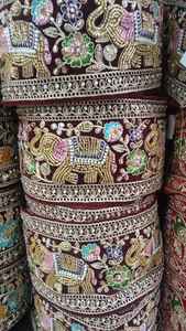 Ribete de Encaje de Lujo Metálico Bordado Ecológico con Diseño de Rayas para Vestidos de Novia, Prendas de Alta Costura y Decoración - Product Image 4