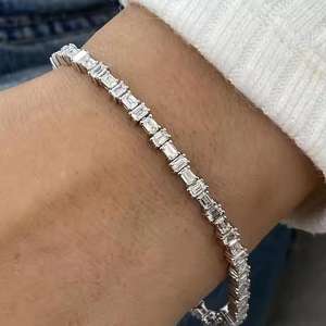 กำไลข้อมือเทนนิสเพชรโมอิส925เงินแท้ฮิปฮอปขนาด2มม. 3มม. 4มม. 5มม. 6.5มม. - Product Image 2