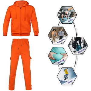 Survêtement cargo deux pièces pour homme, streetwear, coupe-vent, couleur orange, fermeture éclair, unisexe, survêtement d'hiver - Product Image 5