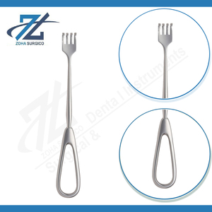 Retractor de Cuero Cabelludo Cairns Rake, Manual, Afilado, 210 mm de Largo, 3 Puntas, 16 mm de Ancho, Acero Inoxidable Quirúrgico, Certificado CE, Instrumentos Reutilizables - Product Image 3