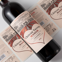 Étiquettes personnalisées pour bouteilles de vin rouge, papier synthétique adhésif imperméable, respectueux de l'environnement, feuille d'or thermosensible, promotion, exposition
