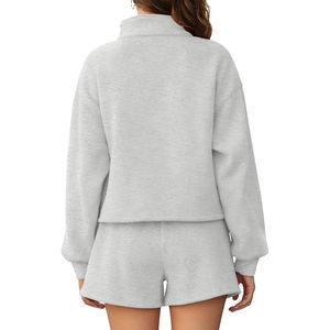 Conjunto de chándal de tela suave de moda personalizado de alta calidad conjunto de mujer Puff estampado recortado con capucha para mujer - Product Image 3