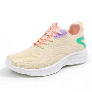 Women's Casual Running <b>Shoes</b> 2026 New Soft Sole Flying Woven Sports Lace-Up Plaid Colorblock Comfortable - Product Image 1