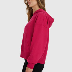 Venta caliente al por mayor logotipo personalizado Rosa mujer pulóver gota hombro Sudadera con capucha antiarrugas y transpirable sudaderas con capucha en blanco para las mujeres - Product Image 1