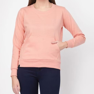 Best Selling Women's Knitted Cotton Long Sleeve Sweatshirt High Quality Custom Front Casual Streetwear Breathable Sustainable - Product Image 1