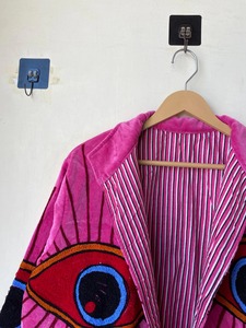 เสื้อโค้ทกำมะหยี่ปักลายตาสไตล์โบฮีเมียนผ้าฝ้ายนุ่มเปิดด้านหน้าความยาวปกติแขนยาวเต็มสไตล์โบโฮและฮิปปี้ - Product Image 5