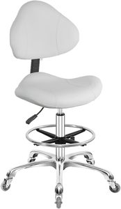 Silla giratoria de dibujo, silla de trabajo de soporte Lumbar de alta resistencia ajustable para escritorio de casa, diseño de estudio, espalda Triangular blanca - Product Image 5