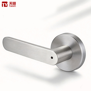 Tianyi Satin Finish Rustproof Door Lever Lockset <b>Square</b> Rose Privacy Restroom Luxury Apartment Mechanical Hardware Fitting - Product Image 1