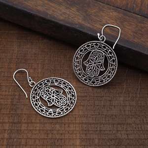 Wholesale Trendy 925 Sterling <b>Silver</b> Hamsa Drop <b>Earrings</b> Handmade Protective Jewelry for Women <b>Wedding</b> Gift Idea - Product Image 5