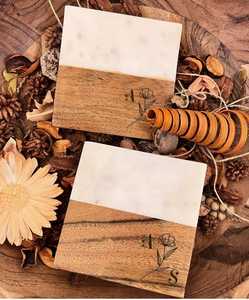 Posavasos de piedra de mármol y madera natural con estilo con grabado láser para el hogar, cocina, restaurante, vajilla, decoraciones - Product Image 4