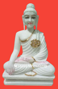 Statue du Bouddha en marbre blanc fait main, la plus belle, avec une finition soignée, pour la maison, le bureau et la vénération au temple. - Product Image 2