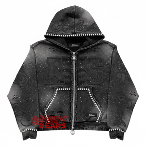 Sweat à capuche en strass personnalisé, sweat à capuche en paillettes personnalisé-Sweats à capuche en paillettes et strass usine OEM, vente en gros de Streetwear avec logo personnalisé - Product Image 3