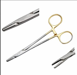 Inserts en carbure de tungstène porte-aiguille Mayo Hegar en promotion, pilote d'aiguille plaqué or avec verrouillage solide - Product Image 1