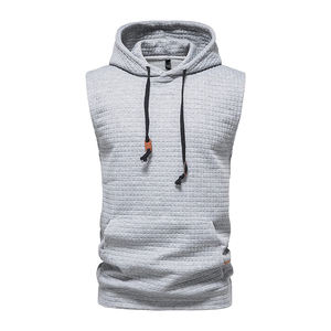 Sudadera con capucha sin mangas para hombre Fitness algodón actividades al aire libre correr gimnasio entrenamiento sin mangas pulóver sudaderas con capucha - Product Image 4