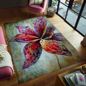 Alfombra Artística Floral, Alfombra con Diseño de Lirios Rojos, Tapete Artístico Estilo Acuarela, Alfombra de Chenilla - Product Image 5