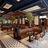 Arredamento per Ristoranti di Lusso: Divanetti Curvi a L in Pelle Personalizzati per Hotel, Caffè, Tavoli e Sedie, Lounge e Banquette