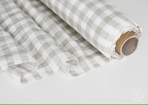 Tela de lino 100% orgánico Natural lavada a la piedra a cuadros blanco Beige tejido técnicas para textiles para el hogar ropa de cama sofá vestidos-para - Product Image 1