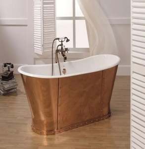 Bañera de cobre independiente de fabricación india, zapatilla simple o doble pulida con patas de garra, opciones al por mayor disponibles - Product Image 1