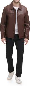 Chaqueta de bombardero de cuero marrón para hombre Abrigo de invierno de calidad con cuello levantado Mejor precio Venta en línea - Product Image 6