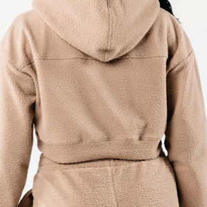 Veste en polaire Sherpa pour femme, hiver 2023, chaude, douce, en peluche, sweat-shirt à fermeture éclair, broderie féminine, veste à capuche courte - Product Image 5
