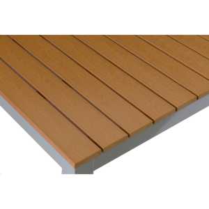 Tavolo da Pranzo Rettangolare da Esterno con Telaio in Alluminio Effetto Teak 47.2 X 29.5 Pollici - Product Image 1