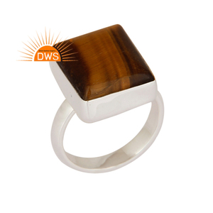 Hot Selling Sterling Silver Natural Yellow <b>Tiger</b> <b>Eye</b> Gemstone Stackable <b>Ring</b> Custom Jewelry Manufacturer - Product Image 1