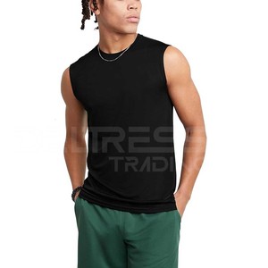 Camiseta sin mangas de gimnasio de entrenamiento que absorbe la humedad del mejor diseño para hombre, camiseta informal de punto de poliéster y algodón transpirable, la mejor camiseta sin mangas para hombre al por mayor - Product Image 1
