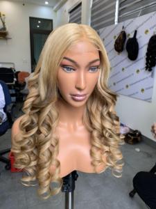 Pelucas rubias con cierre de cabello virgen vietnamita de un solo donante, tejido a máquina, encaje transparente HD de lujo - Product Image 3