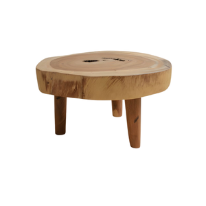 Table basse ronde moderne en bois de suar massif avec plateau épais et pieds cylindriques en bois, durable pour le salon - Product Image 5