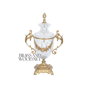 Urna Decorativa de Cristal y Oro de Lujo, Estilo Clásico Antiguo, Pieza de Decoración para el Hogar - Product Image 2