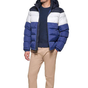 Veste matelassée streetwear personnalisée pour homme 2025, toile de haute qualité, épaisse, chaude, d'hiver, à capuche, avec col montant pour homme - Product Image 4