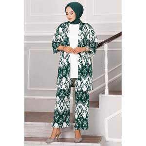 Conjunto Hijab estampado de 3 piezas para mujer Diseño verde - Product Image 3