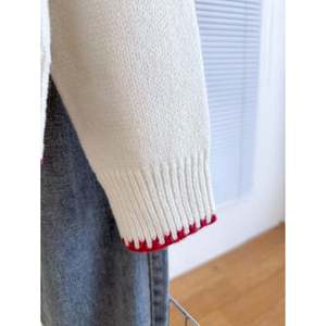 Cardigan vintage en mohair fait main pour femmes - Pull d'hiver à manches longues avec bordure contrastée - Product Image 4