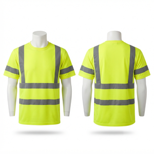 เสื้อยืดทำงานนิรภัยแบบตาข่าย 160 GSM พรีเมียมโพลีเอสเตอร์ สีเหลือง พร้อมแถบสะท้อนแสง รับผลิตตามแบบ OEM พร้อมสกรีนโลโก้ - Product Image 1