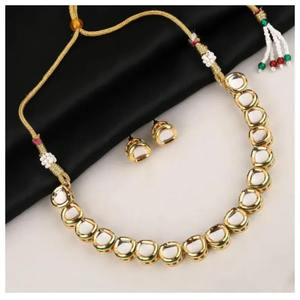 Indian Choker Kundan Turquoise Alloy Choker Necklace Earrings Jewelry <b>Women</b> Wholesale <b>Jewellery</b> <b>Set</b> Trendy Geometric Engagement - Product Image 1